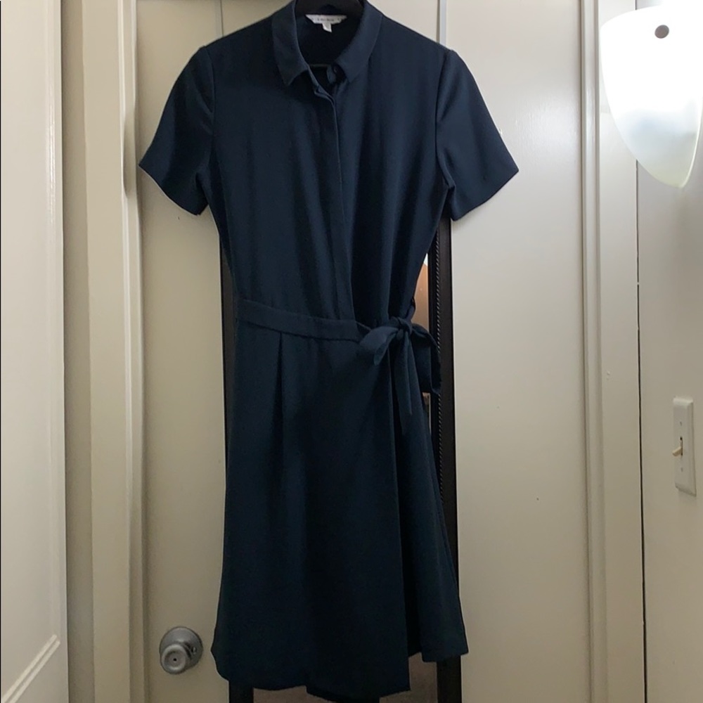 Silk-like shirt dress